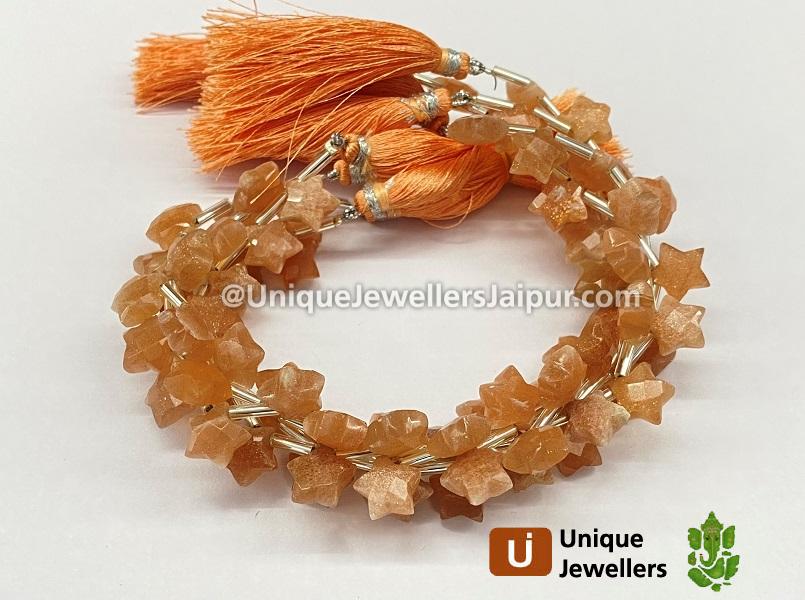 Peach Moonstone Faceted Star Beads